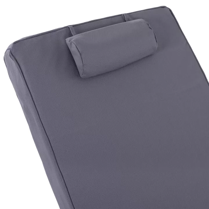 BEACH LOUNGER WITH CUSHION KORINOS HM10777.30T PINE WOOD--TEXTILENE COVER IN GREY 79x204x80Hcm.