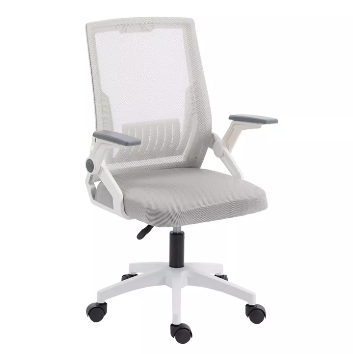 OFFICE CHAIR ZENITH HM1225.02 POLYPROPYLENE IN WHITE--MESH IN LIGHT GREY 60x60x92-100Hcm