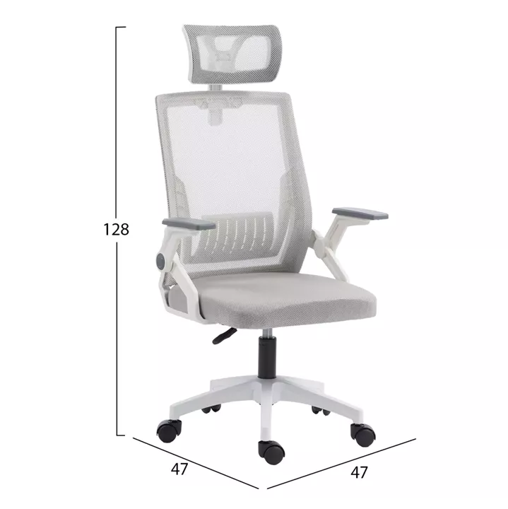 OFFICE CHAIR MATRON HM1226.02 WHITE PP--LIGHT GREY MESH FABRIC 47x47x128Hcm.