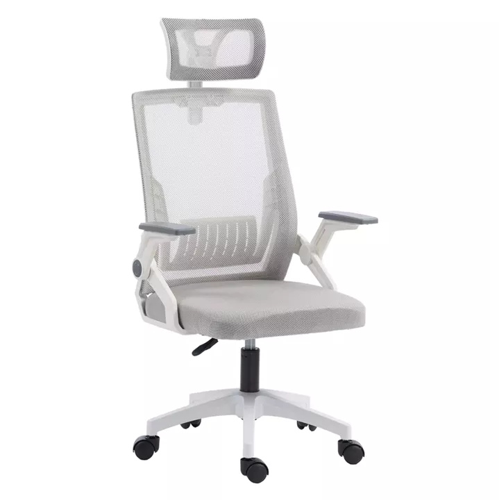 OFFICE CHAIR MATRON HM1226.02 WHITE PP--LIGHT GREY MESH FABRIC 47x47x128Hcm.