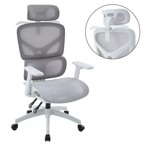 OFFICE CHAIR APEX HM1227.02 WHITE PP--LIGHT GREY MESH FABRIC 68x68x120-130Hcm.