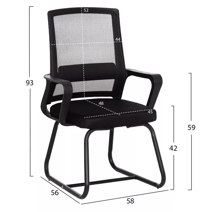 ΚΑΡΕΚΛΑ ΕΠΙΣΚΕΠΤΗ CASTER HM1228.01 PP--MESH--ΜΕΤΑΛΛΟ ΜΑΥΡΟ 46x52x94Υεκ