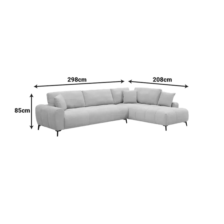 Corner sofa Veneto pakoworld left corner grey fabric 298x208x85cm