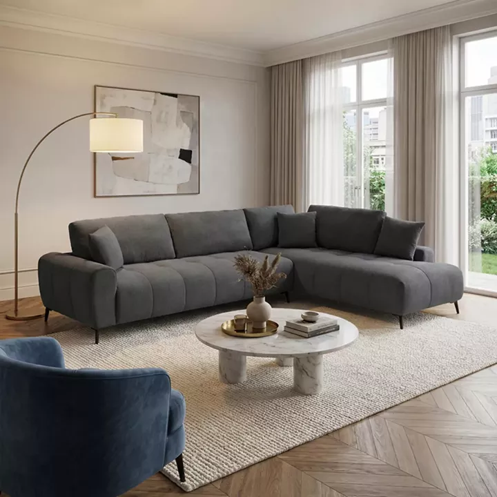 Corner sofa Veneto pakoworld left corner anthracite fabric 298x208x85cm
