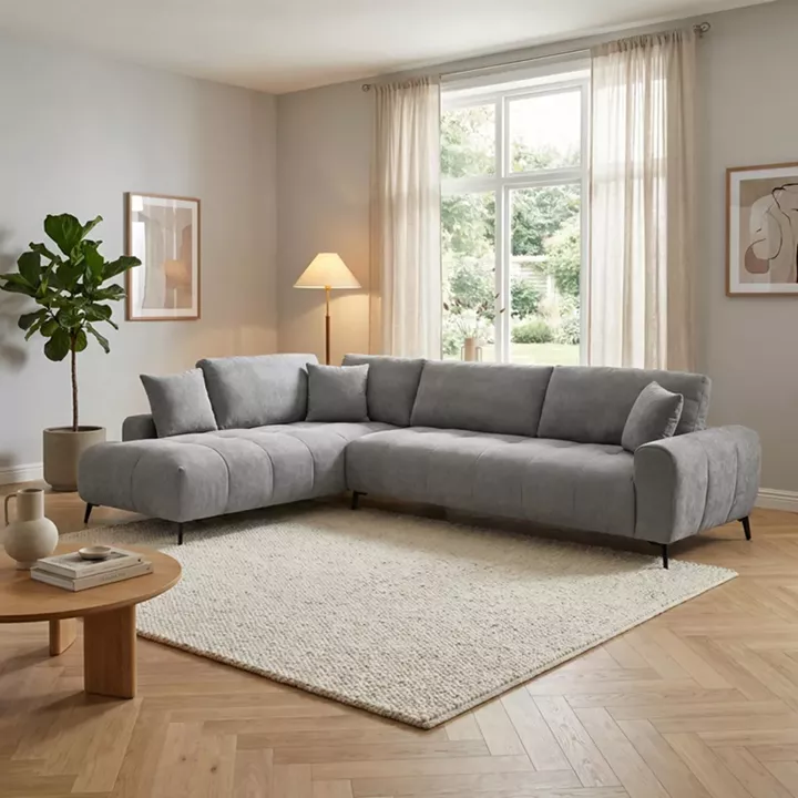 Corner sofa Veneto pakoworld right corner grey fabric 298x208x85cm