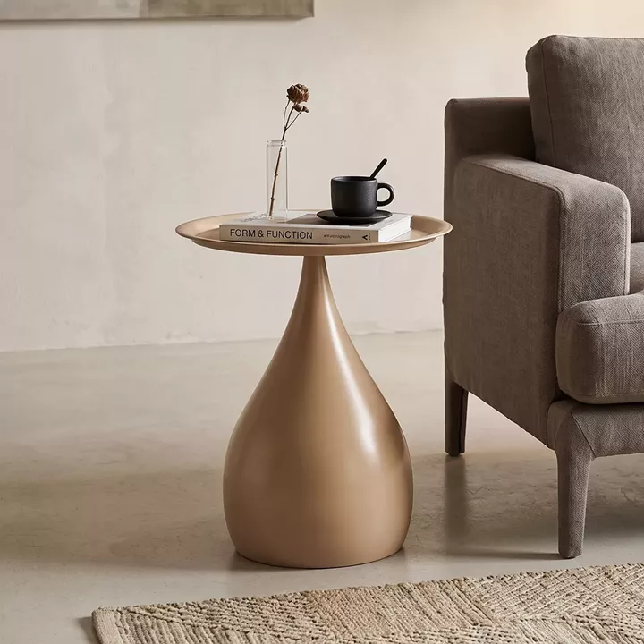 Samino pakoworld metal side table in cappuccino shade D39x42cm