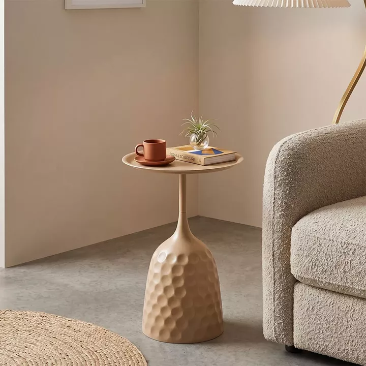 Βοηθητικό τραπέζι Waini pakoworld μέταλλο cappuccino Φ39x60εκ