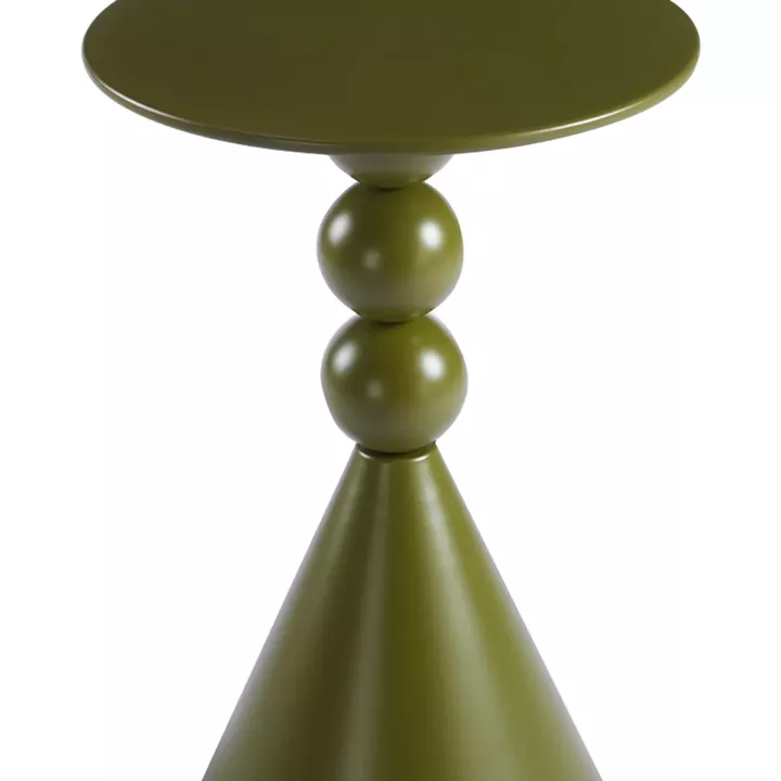 Side table Bilane pakoworld metal in olive green shade D39x60cm