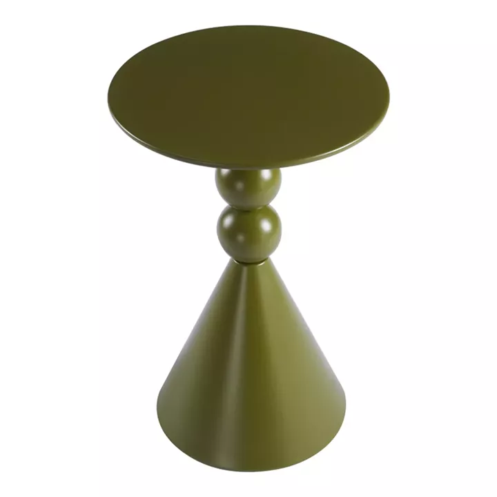 Side table Bilane pakoworld metal in olive green shade D39x60cm