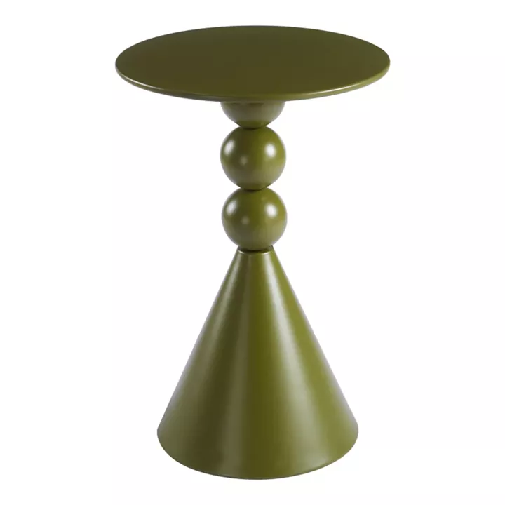 Side table Bilane pakoworld metal in olive green shade D39x60cm