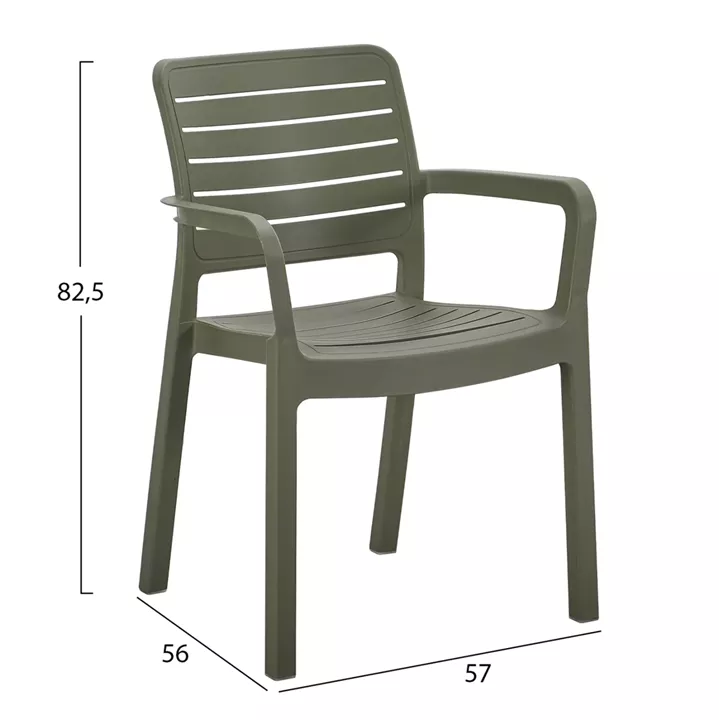 ARMCHAIR OUTDOOR FLAN HM6369.05 POLYPROPYLENE IN DARK OLIVE 57x56x82.5Hcm.