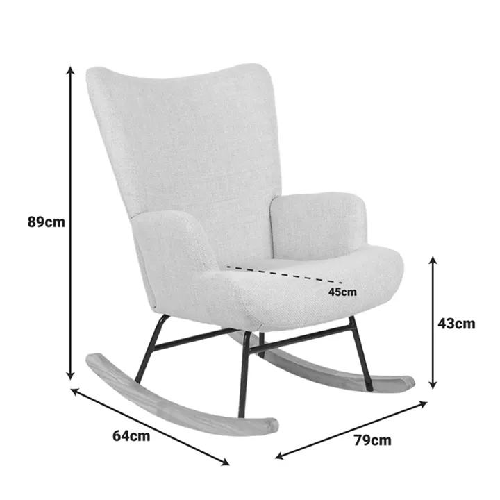 Rotating armchair Jianna pakoworld light grey fabric and legs in natural color 79x64x89cm