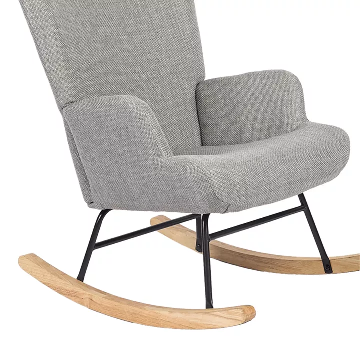 Rotating armchair Jianna pakoworld light grey fabric and legs in natural color 79x64x89cm