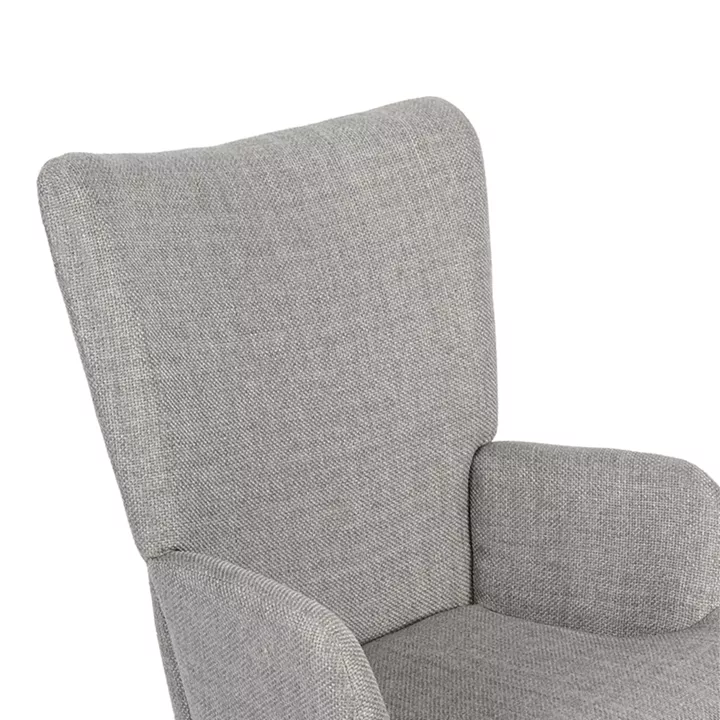 Rotating armchair Jianna pakoworld light grey fabric and legs in natural color 79x64x89cm