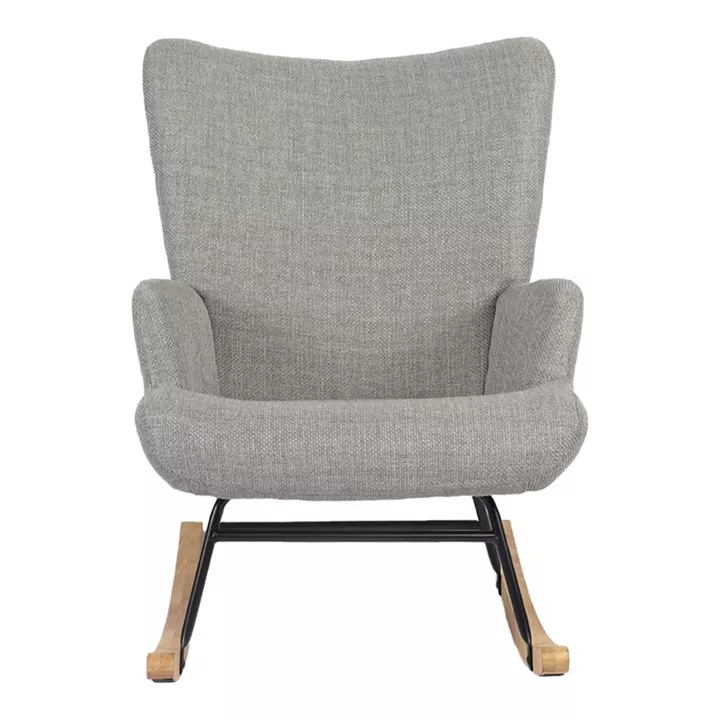 Rotating armchair Jianna pakoworld light grey fabric and legs in natural color 79x64x89cm
