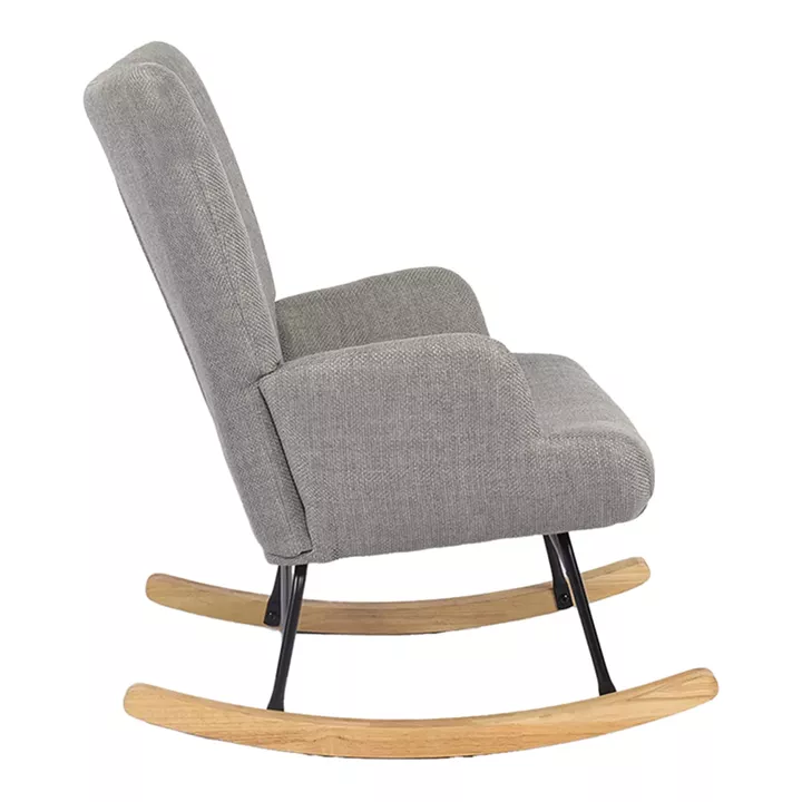 Rotating armchair Jianna pakoworld light grey fabric and legs in natural color 79x64x89cm