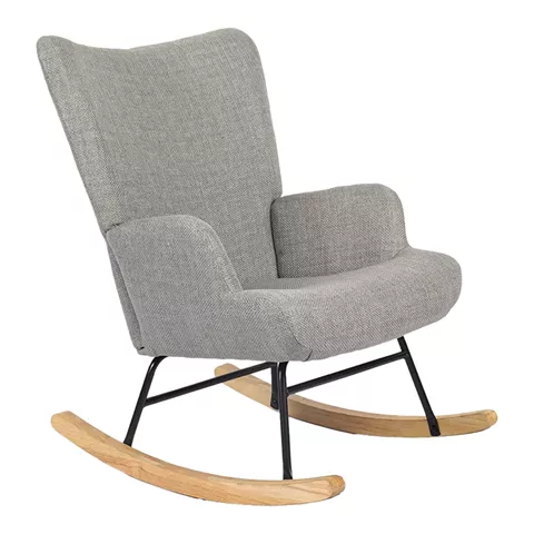 Rotating armchair Jianna pakoworld light grey fabric and legs in natural color 79x64x89cm