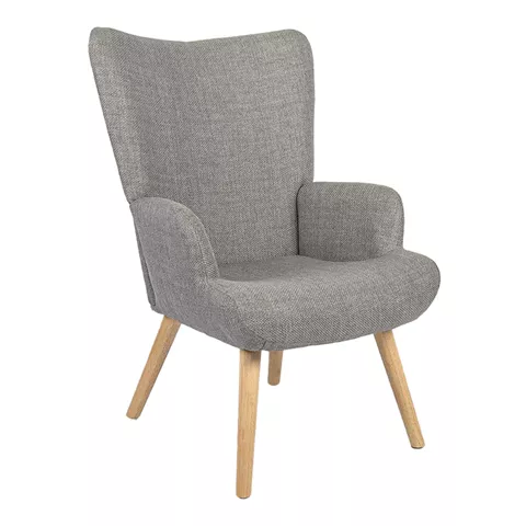 Armchair Gerlina pakoworld light grey fabric and legs in natural color 71x64x94cm