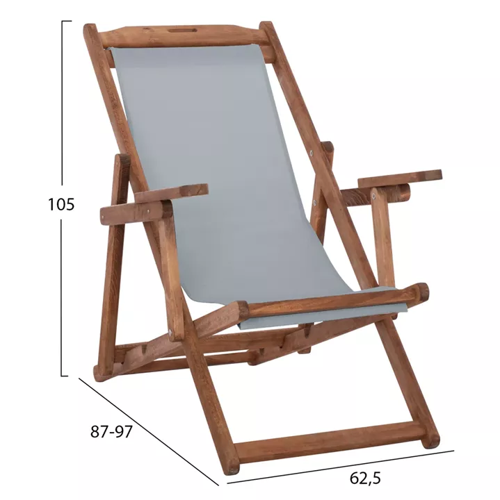 ΣΕΖΛΟΝΓΚ ΜΕ ΜΠΡΑΤΣΑ ΛΗΜΝΟΣ & PVC ΓΚΡΙ HM11708.10T ΞΥΛΟ ΟΞΙΑΣ ΚΑΡΥΔΙ 62.5x97x105Υεκ