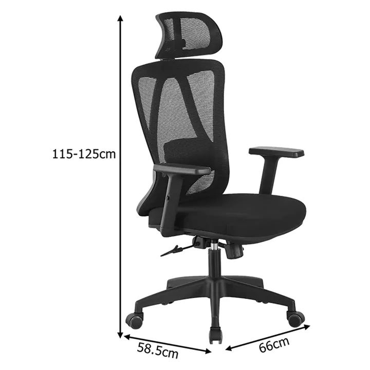 Καρέκλα γραφείου διευθυντή Magida pakoworld mesh μαύρο 58.5x66x115-125εκ