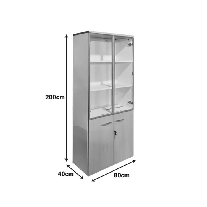 Office cabinet with glass doors Armadi pakoworld sonoma-white 80x40x200cm