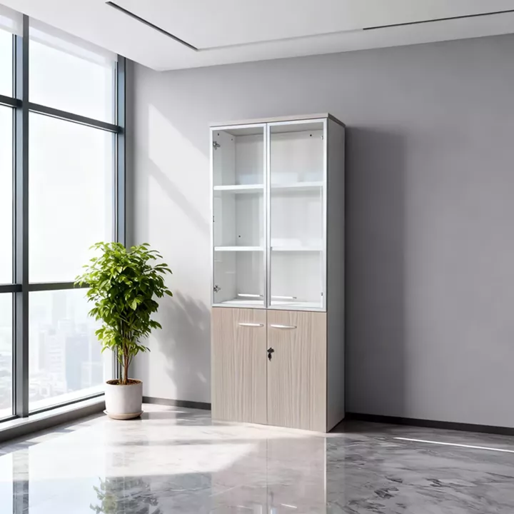 Office cabinet with glass doors Armadi pakoworld sonoma-white 80x40x200cm