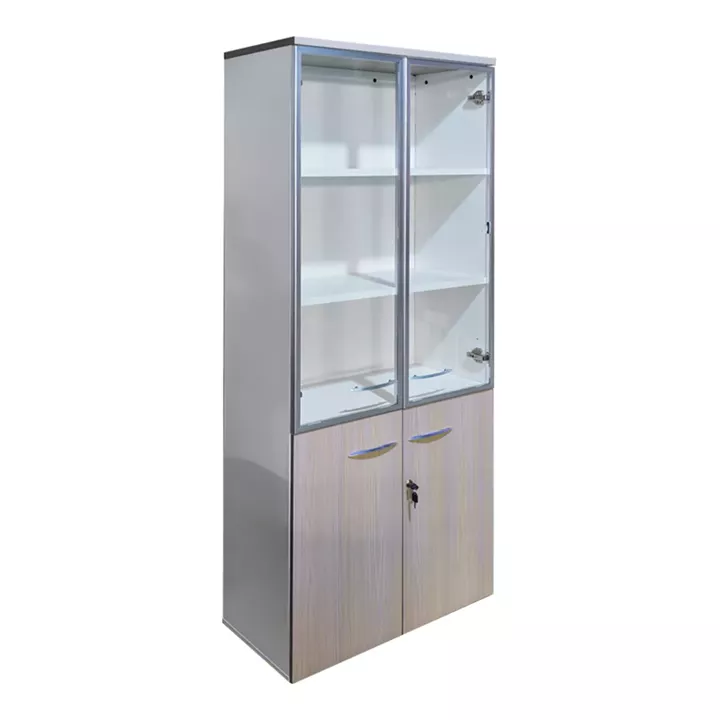 Office cabinet with glass doors Armadi pakoworld sonoma-white 80x40x200cm