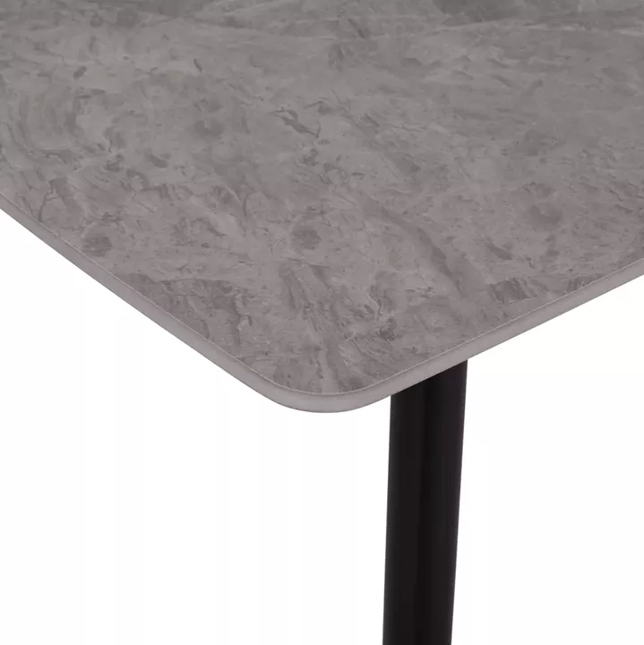 DINING SET 5PCS RAVEN HM10743 CERAMIC TOP GREY MARBLE--GREY FABRIC