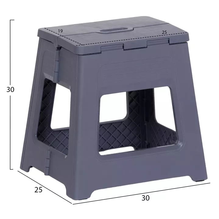FOLDABLE POLYPROPYLENE STOOL SOLIS HM18392.01 GREY 30x25x30Hcm.