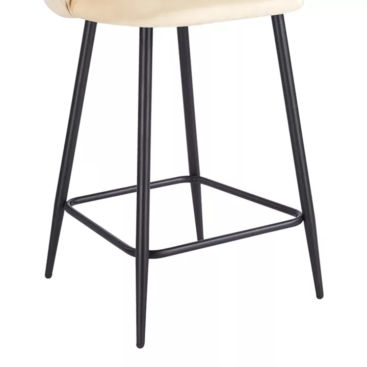 Medium height bar stool Perch pakoworld velvet cream-black metal legs 50x43x99cm