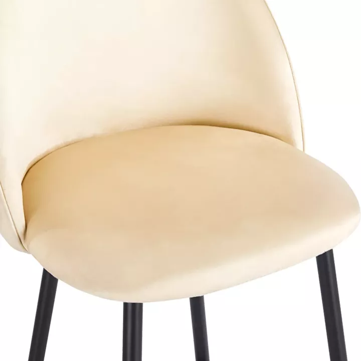 Medium height bar stool Perch pakoworld velvet cream-black metal legs 50x43x99cm