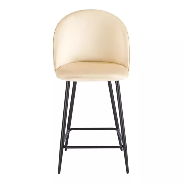 Medium height bar stool Perch pakoworld velvet cream-black metal legs 50x43x99cm