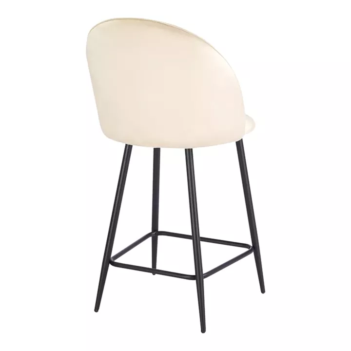 Medium height bar stool Perch pakoworld velvet cream-black metal legs 50x43x99cm