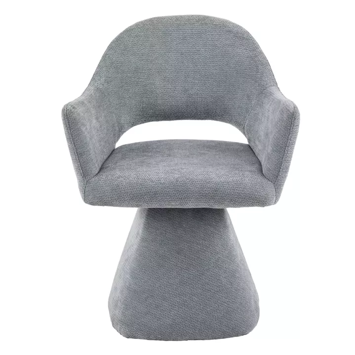SWIVEL DINING CHAIR SIMA HM18360.01 LINEN FABRIC IN GREY 64x61x84.5Hcm