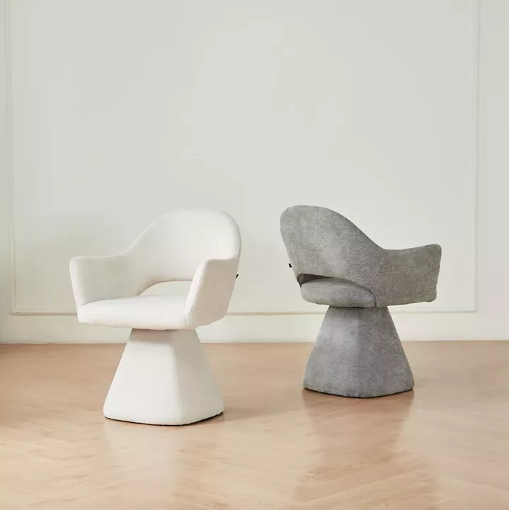 SWIVEL DINING CHAIR SIMA HM18360.01 LINEN FABRIC IN GREY 64x61x84.5Hcm