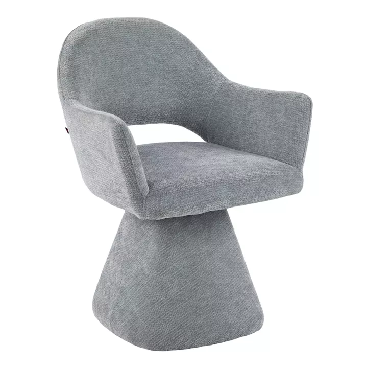 SWIVEL DINING CHAIR SIMA HM18360.01 LINEN FABRIC IN GREY 64x61x84.5Hcm