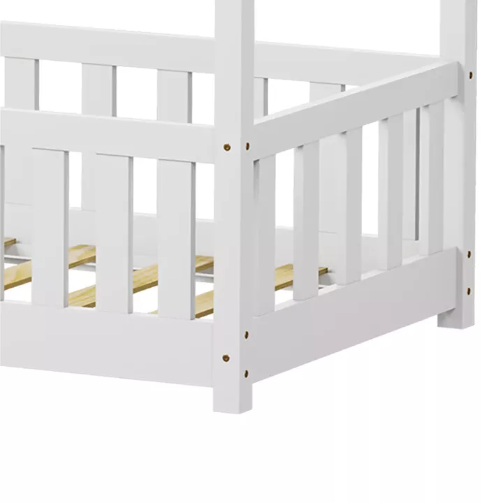 Children's bed Bambie with railing Montessori pakoworld pine wood white 70x140cm