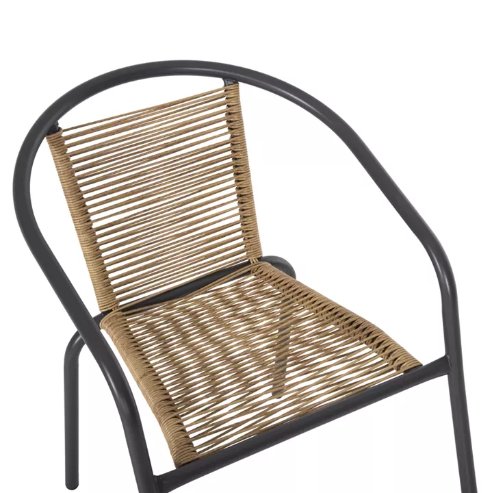 OUTDOOR 3PCS DINING SET LIMA HM10879.02 METAL IN GREY & P.E.RATTAN IN NATURAL (ROUND)