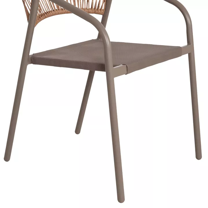 OUTDOOR DINING SET 5PCS FIGO HM10880.04 METALLIC TABLE & ARMCHAIRS IN CHAMPAGNE COLOR