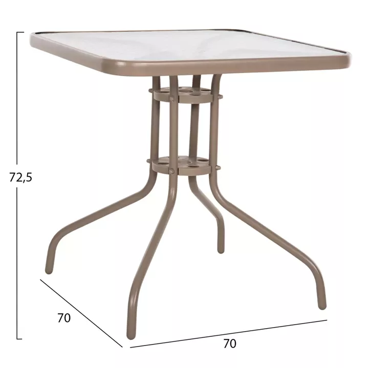 OUTDOOR DINING SET 5PCS FIGO HM10880.04 METALLIC TABLE & ARMCHAIRS IN CHAMPAGNE COLOR