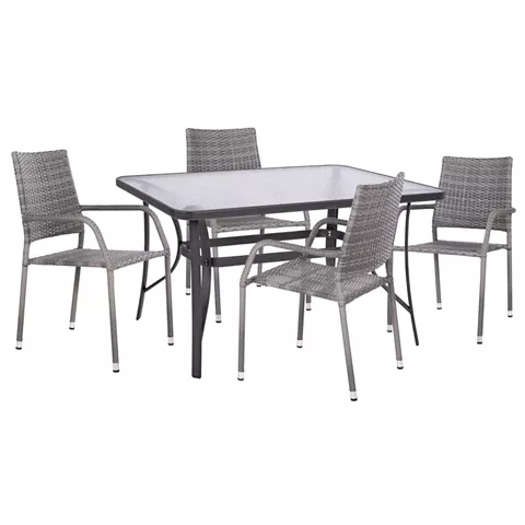 OUTDOOR DINING SET 5PCS BRUNO HM10874.02 METAL & WICKER IN GREY