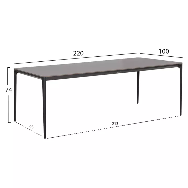 OUTDOOR DINING SET 9PCS STAD HM10865.01 GREY ALUMINUM-SINTERED STONE TOP-OLEFIN FABRIC