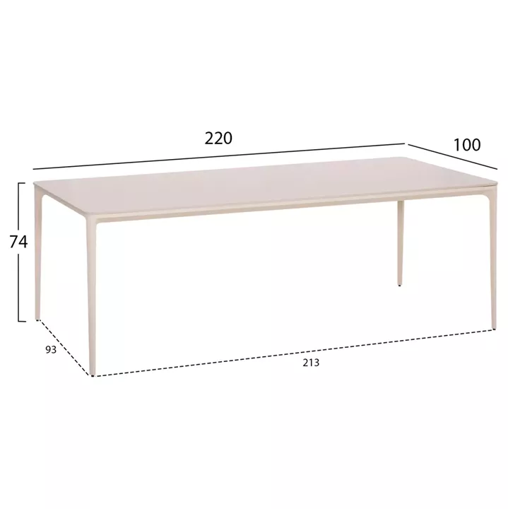 OUTDOOR DINING SET 9PCS STAD HM10865.02 BEIGE ALUMINUM & OLEFIN-WHITE SINTERED STONE TOP