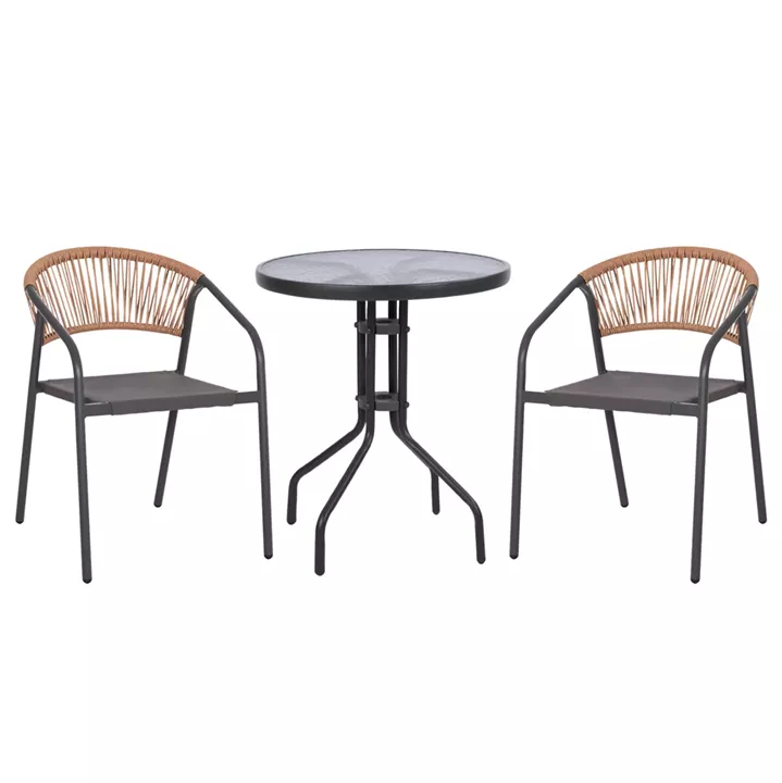 OUTDOOR 3PCS DINING SET LIMA HM10881.01 METAL & TEXTILENE IN GREY (ROUND)