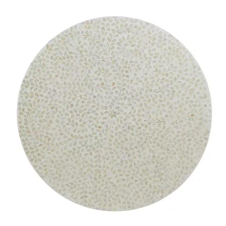 Artekko Ivory Τραπέζι Σαλονιού MDF Capiz Άσπρο Μπεζ (89x89x41)cm