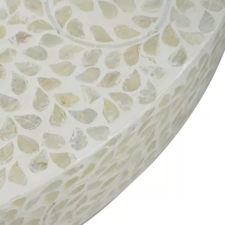 Artekko Ivory Τραπέζι Σαλονιού MDF Capiz Άσπρο Μπεζ (89x89x41)cm