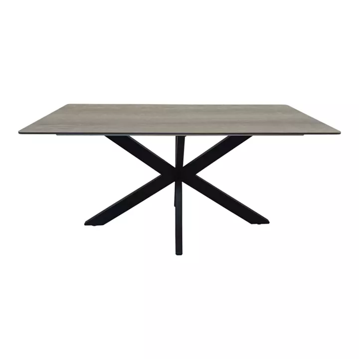 Τραπέζι Bethan pakoworld sonoma με γκρι mdf και μαύρο μέταλλο 180x90x75εκ