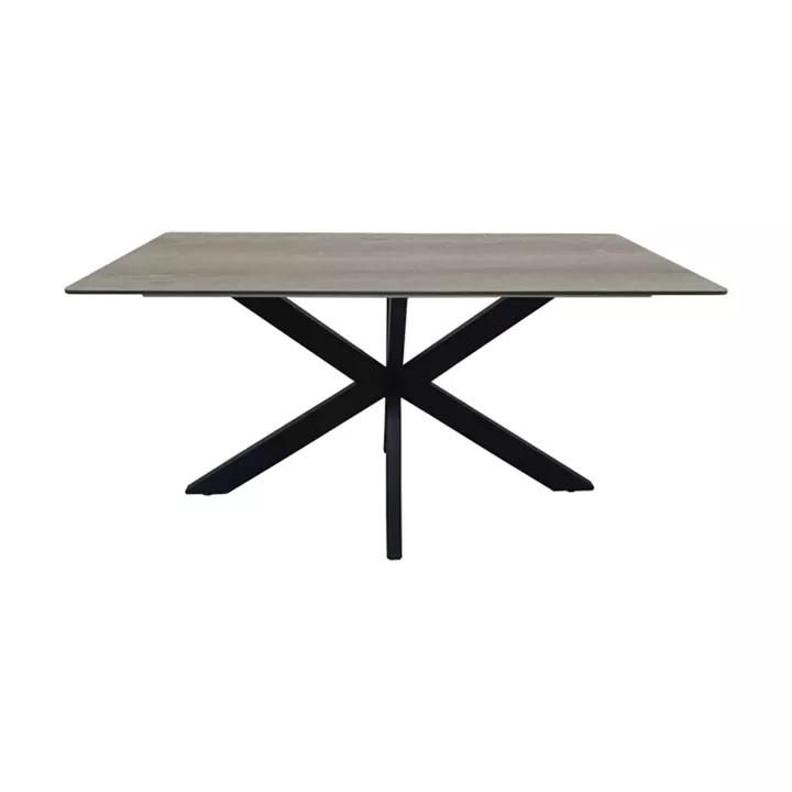 Τραπέζι Bethan pakoworld sonoma με γκρι mdf και μαύρο μέταλλο 160x80x75εκ