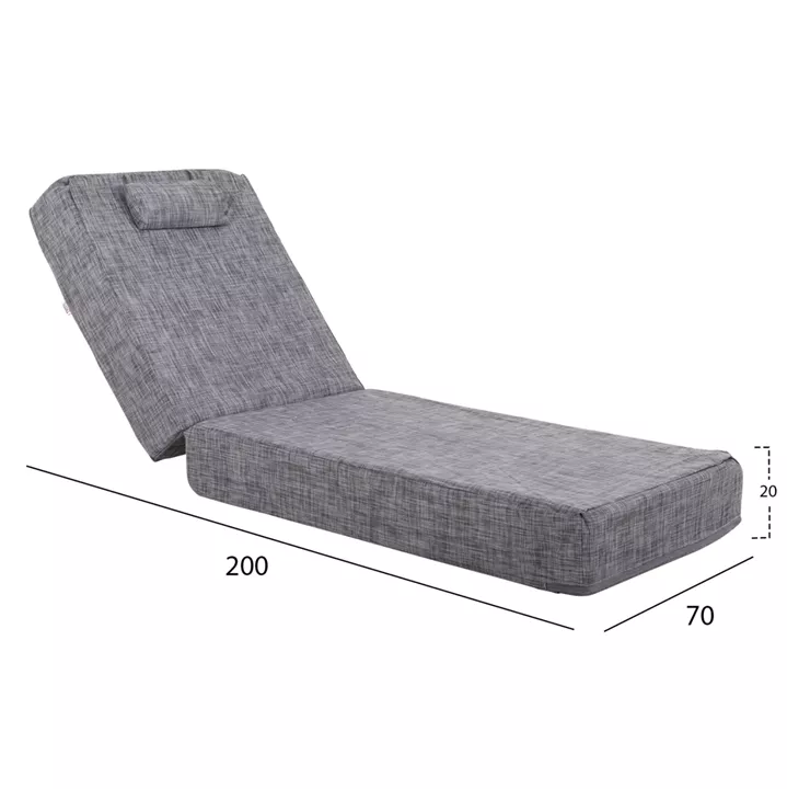 BEACH LOUNGER LOW IKARIA HM10623.05 PINE WOOD IN NATURAL COLOR-GREY TEXTILENE-CUSHION 20cm