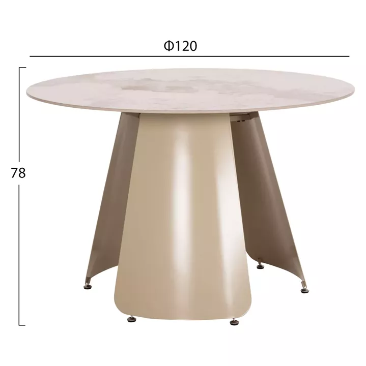 DINING SET 5PCS SEDAR HM10868 ROUND DINING TABLE & 4 DINING CHAIRS- ECRU